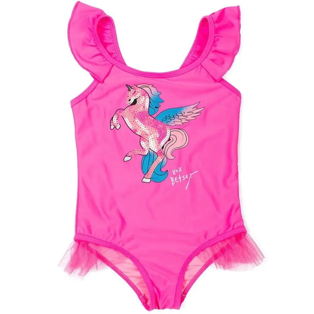 Betsey Johnson Sequin Unicorn Swimsuit Sz 2T - Picture 1 of 9